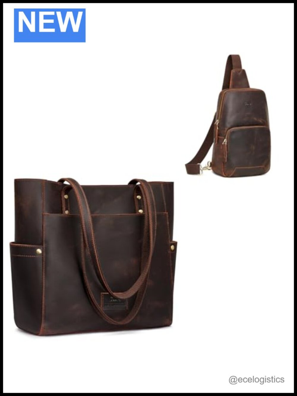 Genuine Leather Tote & Sling Bag Set RFID Blocking Crossbody Backpack Travel